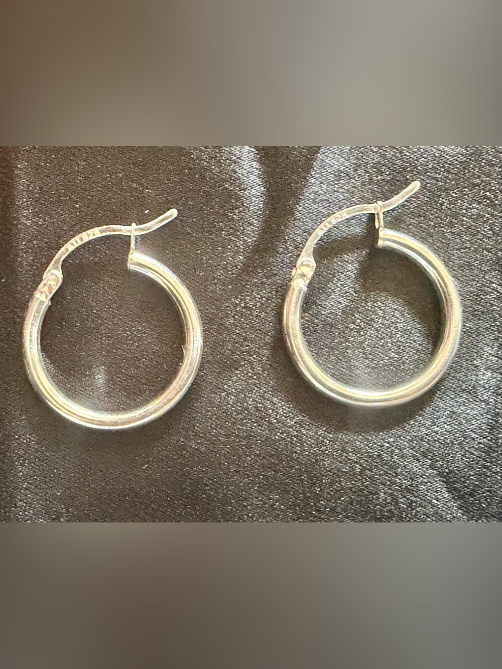 Sterling Silver Classic Hinged Hoop Earrings Signed ATI 925 Understated Dainty